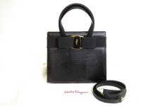 Salvatore Ferragamo Vara Black Leather Hand Bag w/Strap #9953