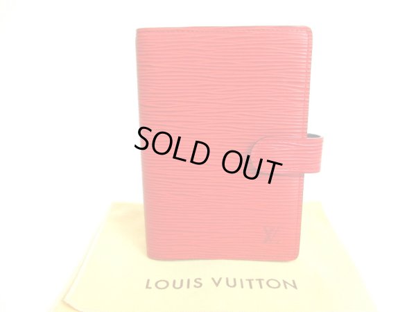 Photo1: LOUIS VUITTON Epi Red Document Holders Small Ring Agenda Cover #9966
