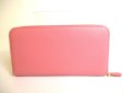 Photo2: PRADA Pink Saffiano Triang Leather Round Zip Long Wallet #9968 (2)