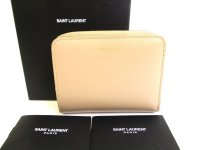 Saint Laurent Paris YSL Beige Leather Bifold Wallet #9969