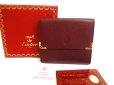 Photo1: Cartier Must de Cartier Bordeaux Leather Bifold Wallet Purse #9993 (1)