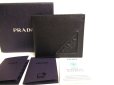 Photo1: PRADA Saffiano Black Leather Bifold Wallet Compact Wallet #9996 (1)