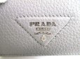 Photo10: PRADA Light Gray VIT Daino Leather Trifold Wallet Compact Wallet #a013