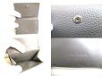 Photo9: PRADA Light Gray VIT Daino Leather Trifold Wallet Compact Wallet #a013