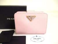 PRADA Saffiano Light Pink Leather Bifold Wallet Compact Wallet #a014