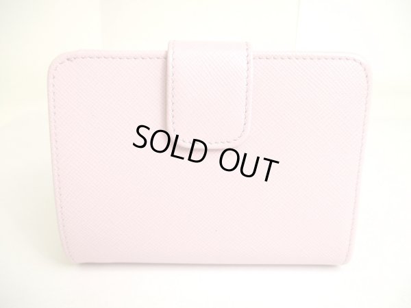 Photo2: PRADA Saffiano Light Pink Leather Bifold Wallet Compact Wallet #a014