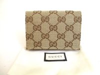 GUCCI Beige GG Canvas Business Card Credit Card Holder #a017