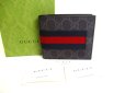 Photo1: GUCCI GG Coating Canvas Leather Bifold Wallet Compact Wallet #a028 (1)