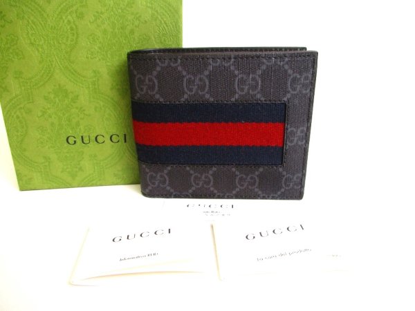 Photo1: GUCCI GG Coating Canvas Leather Bifold Wallet Compact Wallet #a028