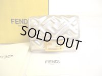 FENDI Champagne Gold Leather Baguette Micro Trifold Wallet Compact Wallet #a030