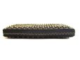 Photo6: Christian Louboutin Panettone Black Leather Spikes Round Zip Wallet #a034