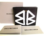 BALENCIAGA Graffiti Black Leather Bifold Bill Wallet Compact Wallet #a036