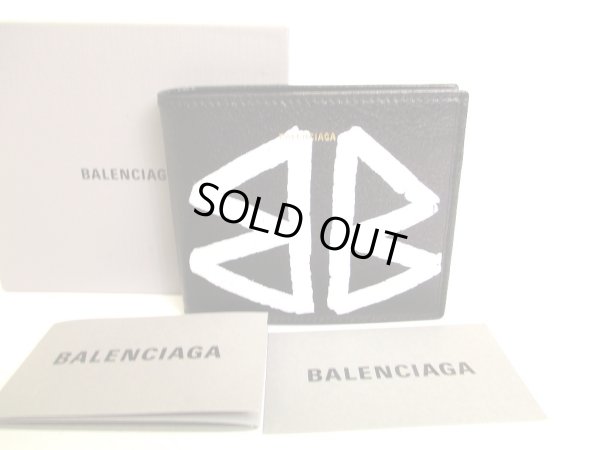 Photo1: BALENCIAGA Graffiti Black Leather Bifold Bill Wallet Compact Wallet #a036