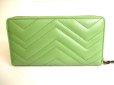 Photo2: GUCCI Marmont GG Lime Green Leather Round Zip Long Wallet #a042 (2)