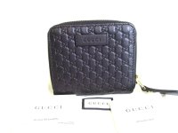 GUCCI GG Micro Guccissima Black Signature Leather Bifold Wallet #a043