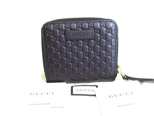 Photo1: GUCCI GG Micro Guccissima Black Signature Leather Bifold Wallet #a043