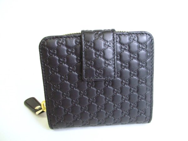 Photo2: GUCCI GG Micro Guccissima Black Signature Leather Bifold Wallet #a043