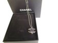 Photo1: CHANEL Black CC Logo Silver Chain Necklace #a047 (1)