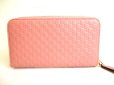 Photo2: GUCCI Micro Guccissima Light Pink Leather Round Zip Long Wallet #a048 (2)