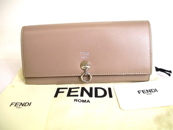 Photo1: FENDI By The Way Tortora Leather Bifold Long Wallet Flap Wallet #a051