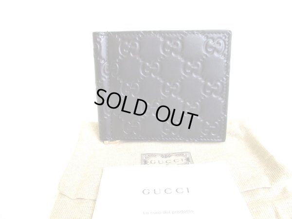 Photo1: GUCCI Guccissima Black Leather Bifold Bill Wallet #a054