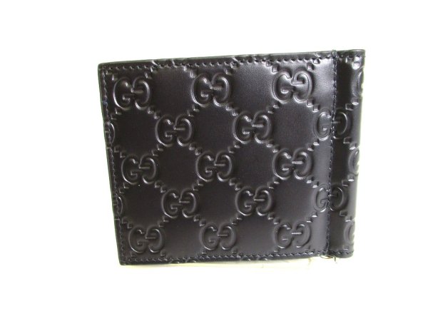 Photo2: GUCCI Guccissima Black Leather Bifold Bill Wallet #a054