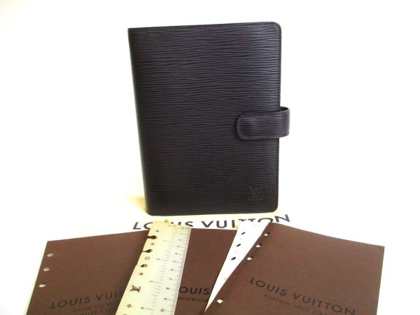 Photo1: LOUIS VUITTON Epi Black Document Holders Medium Ring Agenda Cover #a059