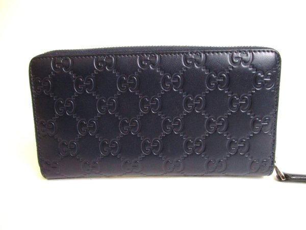 Photo2: GUCCI Guccissima Navy Blue Leather Round Zip Long Wallet #a060