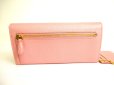 Photo2: PRADA Saffiano Light Pink Leather Ribbon Bifold Long Flap Wallet #a062 (2)
