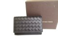 BOTTEGA VENETA Intrecciato Black Leather Business Card Holder #a063