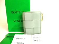 BOTTEGA VENETA Peppermint Green Leather Small Cassette Bi-Fold Zip Wallet #070