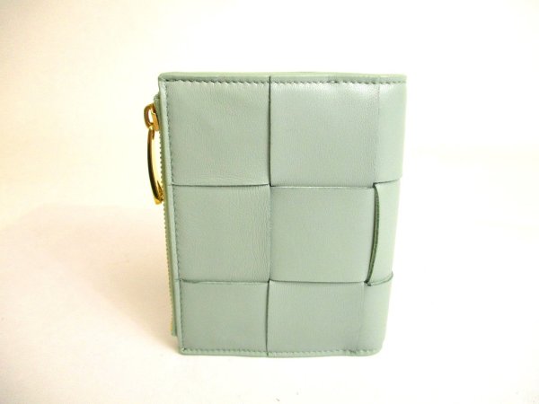 Photo2: BOTTEGA VENETA Peppermint Green Leather Small Cassette Bi-Fold Zip Wallet #070