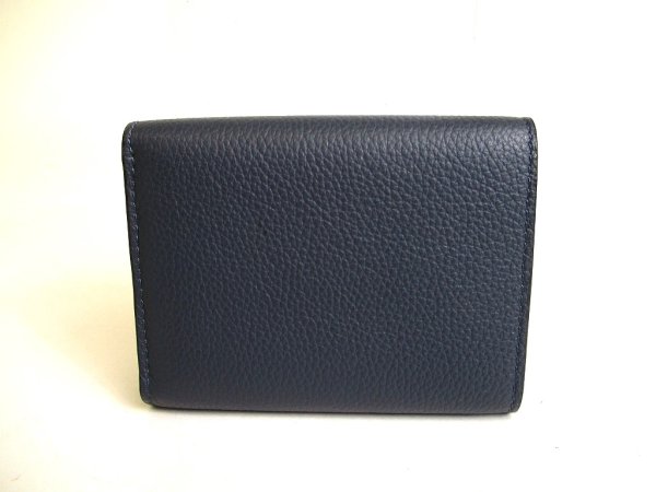 Photo2: LOEWE Trifold Wallet In Navy Blue Soft Grained Calfskin #a071