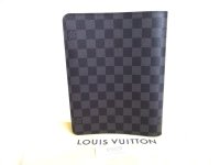 LOUIS VUITTON Graphite Leather Notebook Holders Desk Agenda Coover A5 #a078