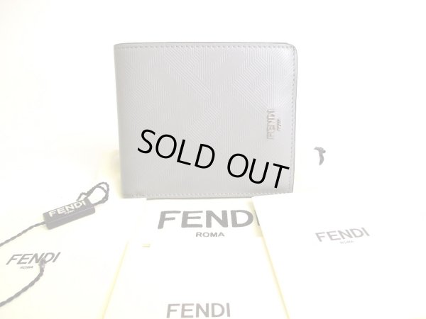 Photo1: FENDI Zucca Shadow Gray Yellow Leather Bifold Bil Wallet Compact Wallet #a084