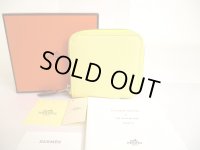HERMES Jaune Poussin Veau Epson SILK'IN LINE Coin Purse Azap Compact Mini #a085