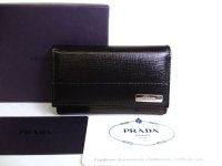 PRADA Black Leather 6 Pics Key Cases #a091