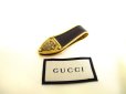 Photo1: GUCCI Old Gucci Gold H/W Black Leather Money Clip #a092 (1)