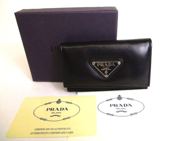 Photo1: PRADA Black Nylon Leather 6 Pics Key Cases #a096