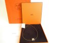 Photo1: HERMES White Pop Ash H Gold Plated Necklace Choker Pendant #a099 (1)