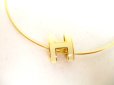 Photo2: HERMES White Pop Ash H Gold Plated Necklace Choker Pendant #a099 (2)