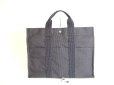 Photo1: HERMES Gray Canvas Her Line Hand Bag Tote Bag MM Purse #a104 (1)