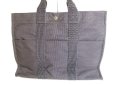 Photo2: HERMES Gray Canvas Her Line Hand Bag Tote Bag MM Purse #a104 (2)