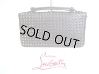 Christian Louboutin Panettone Black Leather Spikes Round Zip Wallet #a105