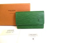 LOUIS VUITTON Epi Green Leather Gold H/W Multicles 6 Key Cases #a116
