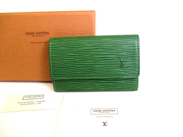 Photo1: LOUIS VUITTON Epi Green Leather Gold H/W Multicles 6 Key Cases #a116