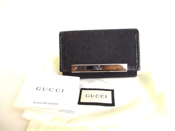 Photo1: GUCCI GG Black Canvas and Leather 6 Pics Key Cases #a117
