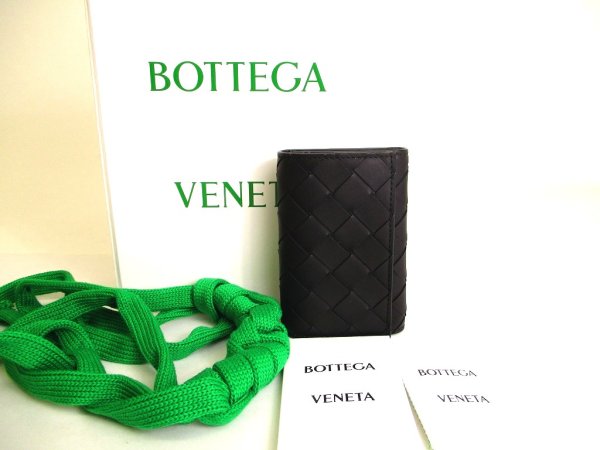Photo1: BOTTEGA VENETA Black Leather Silver H/W 6 Pics Key Cases #a120