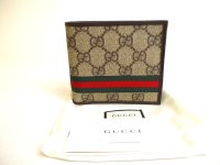 GUCCI GG Coating Canvas Leather Bifold Wallet Compact Wallet #a129
