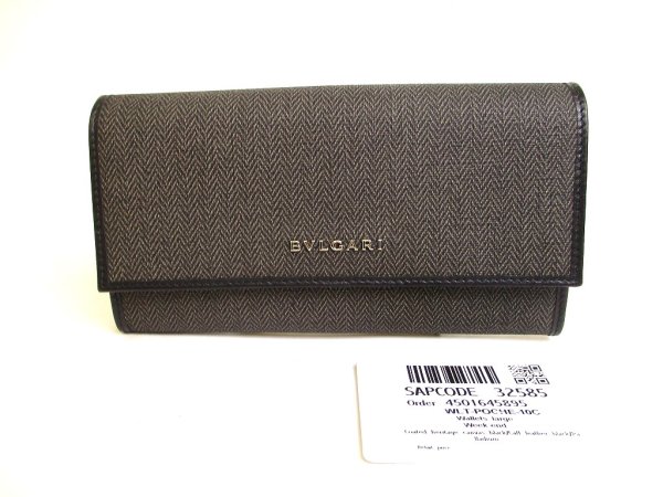 Photo1: BVLGARI Weekend Gray PVC Canvas Leather Bifold Long Wallet Purse #a132